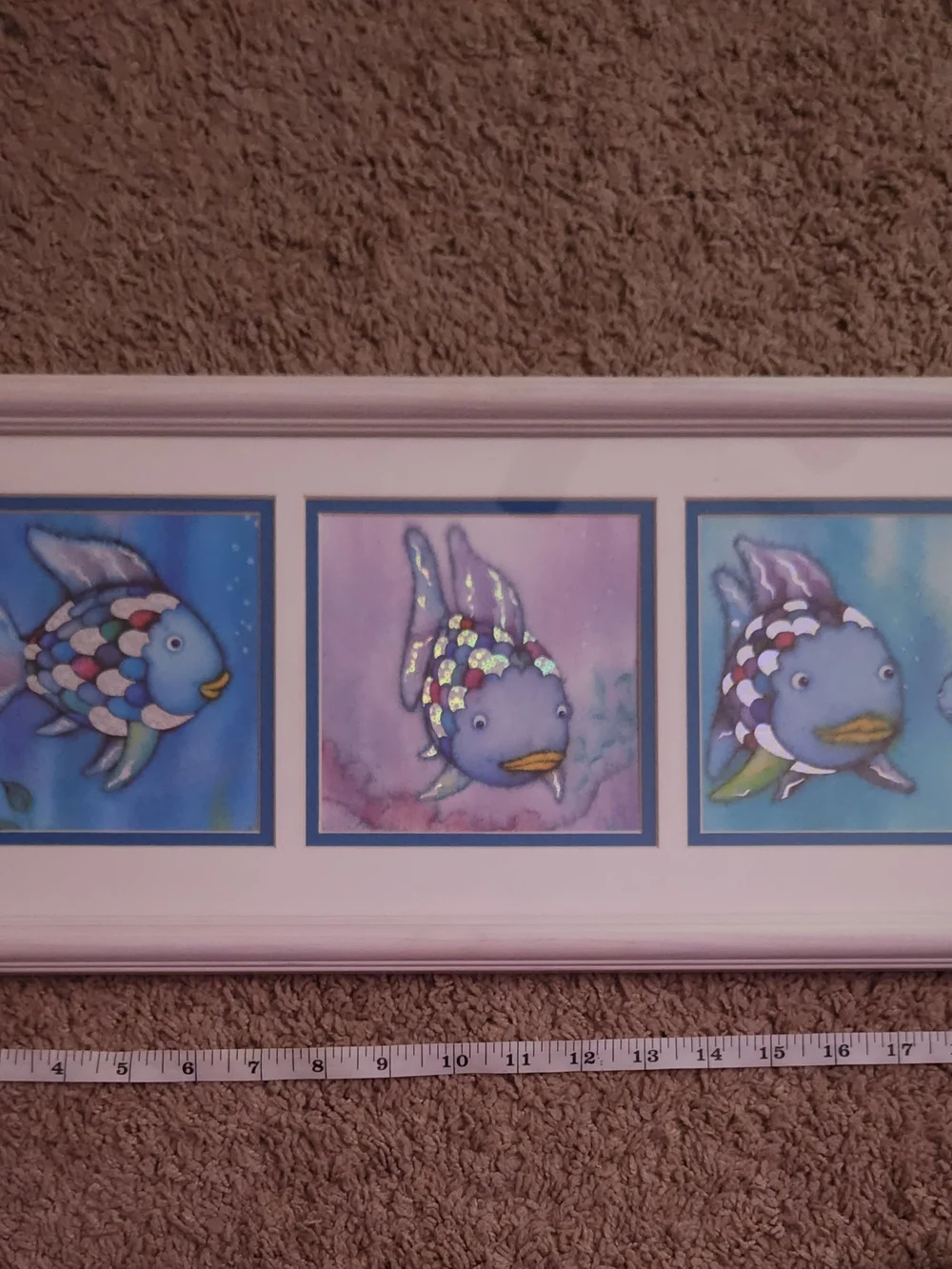 Marcus Pfister Rainbow Fish Framed Wall Art 3-Panel Print Nursery Y2K Vintage